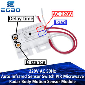 New 220V AC 50Hz Auto Infrared Sensor Switch PIR Microwave Radar Body Motion Sensor Module Adjustable For Time Distance Range