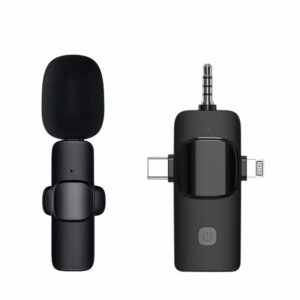 Basix 2.4G Wireless Lavalier Microphone 3in1 For iPhone Huawei Xiaomi Samsung Audio Video Recording Mic Live Broadcast Gaming