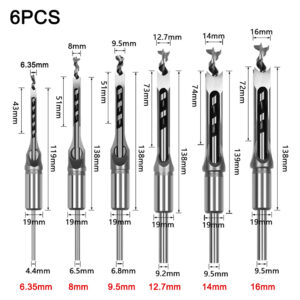 1Pcs 6-25mm HSS Twist Square Hole Drill Bits Auger Mortising Chisel Extended Saw for Woodworking Tools
