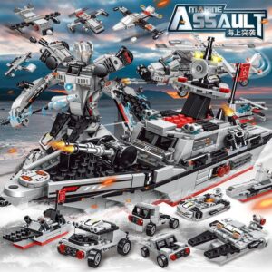 Cross-border Rim Warship Compatible Lego Red Sea Cruiser Assembled Military Boy Bag Toys Wholesale