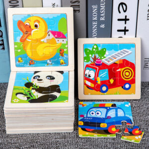 8Pc Cartoon Animal Traffic Wood Puzzle Educational Jigsaw Toys for Kids Birthday Party Favors Kindergarten Rewards Piniata Gift