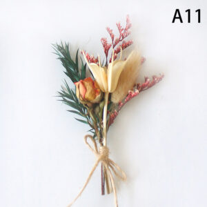 1pc Mini Natural Dry Flowers Bouquet Boutonnieres Groomsmen Buttonholes Bridesmaid Flower Corsage Brooch Christmas Wedding Decor