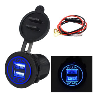 12/24V Dual USB Port Car Charger Motorcycle 5V 4.2A Charger Socket Waterproof Fast Quick Charge Adapter for Vehicle Boat Truck