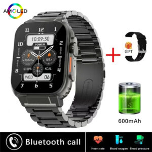 2024 New Military Craft AMOLED HD BT Call Women Men Smart Watch 600mAh Battery 100+Sports Fitness Tracker Waterproof Smartwatch