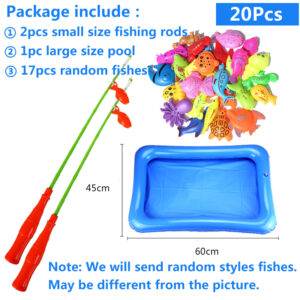 Kids’ Fishing Toy Set Play Water Toys for Baby Magnetic Rod and Fish with Inflatable Pool Outdoor Sport Toys for Children