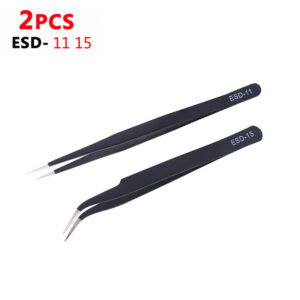 6Pcs Anti-static ESD Stainless Steel Tweezers Maintenance Tool Industrial Precision Curved Straight Tweezers Repair Tools Set