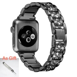 Bling Diamond Strap For Apple Watch Band 40mm 45mm 44mm 41mm 42mm 38mm Metal Belt For IWatch Series 7 SE 6 5 4 Ladies Bracelet