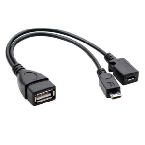 20cm 2 in 1 Micro USB Host Power Y Splitter USB 2.0 Port Terminal Adapter OTG Cable For Fire Tv 3 Or 2nd Gen Fire Stick