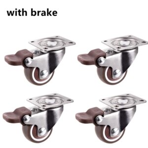 4Pcs 1-2inch Heavy Duty Furniture Caster Soft Rubber Universal Wheel Swivel Caster Roller Wheel For Platform Trolley Accessory