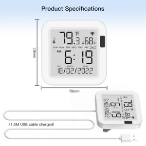 MOES WiFi Temperature & Humidity Sensor LCD Screen Infrared Sensing Backlight Smart Tuya APP Remote Control Alexa Google Voice