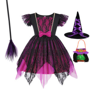 Kids Girls Halloween Costume The Nightmare Before Christmas Kids Sally Wednesday Adams Witch Cosplay Children Clothes Suit