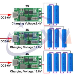 Multi-Cell 2S 3S 4S Type-C To 8.4V 12.6V 16.8V Step-Up Boost LiPo Polymer Li-Ion Charger 7.4V 11.1V 14.8V 18650 Lithium Battery