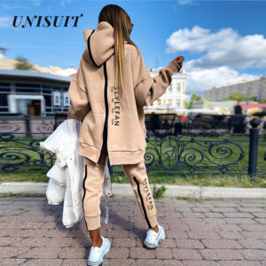 Autumn Fashion Casual Loose Suit Letter Printing Long Sweater Sweatpants 2 Pcs Running Tracksuit Women Fitness Clothing