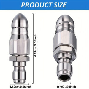 Water Jet High Pressure Sprayer Nozzle Clean Sewer 1/4″ Stainless Steel Pressure Washer Quick Plug Drain Hose Nozzle Tool
