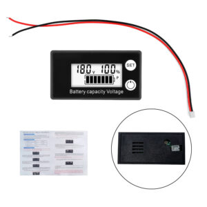 DC 8V-100V Lithium Battery Voltmeter Battery Level Display with Temperature Detection Buzzer Alarm LED Digital Display