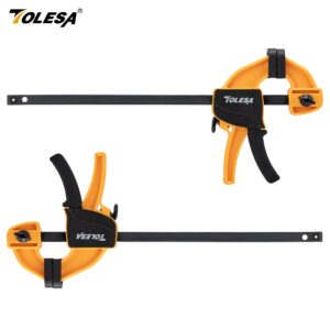 TOLESA 6″ Bar Clamps for Woodworking, 2PCS One-Handed Clamp / Spreader, Wood Clamp Set, Light-Duty Quick-Change F Clamp
