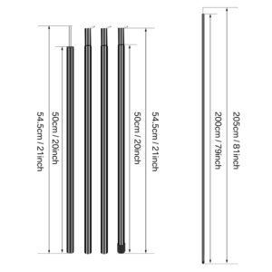2m Telescopic Tent Poles Set of 2 Lightweight Adjustable Trekking Camping Collapsible Poles for Walking Canopy Hiking