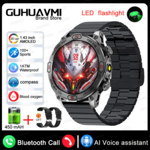 2024 For Xiaomi Outdoors Military Smart Watch Men Compass GPS Track Altimeter 1.43 ” AMOLED Bluetooth Call Fitness Smart Watches