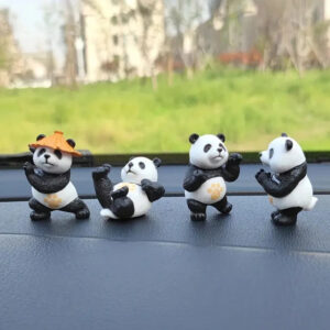 4-piece Cartoon Kung Fu Panda Car Decoration Souvenir DIY Garden Landscape Mini Action Statue Home Desktop Decoration