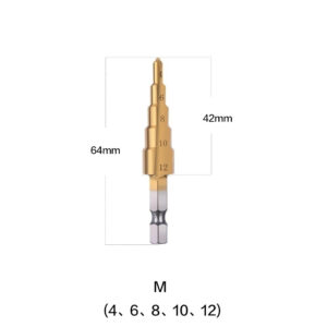 1/4″ Hex Shank Step Drill Bit 4-12mm/4-20mm/4-32mm Cone Titanium Coated Metal Hole Cutter HSS High Speed Steel Quick Change