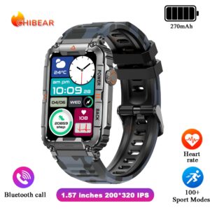 For Huawei Xiaomi GPS Sports Smart Watch Men’s 1.57 inch Heart Rate Bluetooth Call Watch Military Outdoor Fitness Tracker Watch