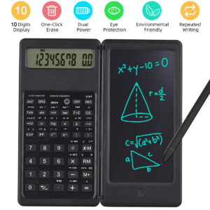 Foldable Scientific Calculator 10-Digit Digital Large Display with an Erasable Writing Tablet Digital Drawing Pad Math Calculato
