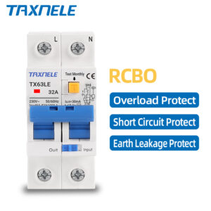230V 2P Residual Current Circuit Breaker MCB 30mA Overload Short Current Leakage Protection Protect RCBO RCCB RCD 16A 32A 63A