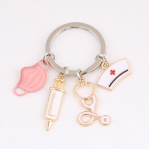 New Doctor Keychain Medical Tool Key Ring Injection Syringe Stethoscope Nurse Cap Key Chain Medico Gift DIY Jewelry Handmade