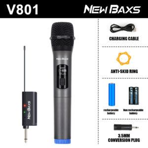 Wireless Microphone Dynamic Handheld Microphones Karaoke Microphone Mic with Rechargeable Receiver for Wedding Party Church Club