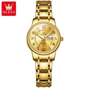 OLEVS 2891 Top Women’s Watch Stainless Steel Waterproof Luminous Auto Date Wrist Clock Simplicity Luxury Quartz Watch for Women