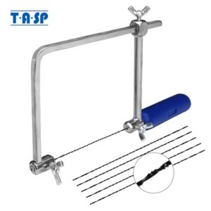 TASP 4″ Adjustable Frame Sawbow U-shape Coping Jig Saw for Woodworking Craft Jewelry DIY Hand Tools with 6pcs Spiral Blades
