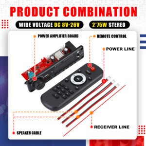 50W 150W Amplifier MP3 Decoder Board DIY Home Digital 12V Audio Power Bluetooth FM for Music Subwoofer Speakers Volume Control