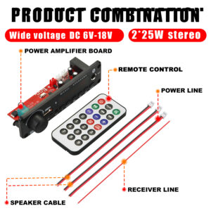 50W 150W Amplifier MP3 Decoder Board DIY Home Digital 12V Audio Power Bluetooth FM for Music Subwoofer Speakers Volume Control