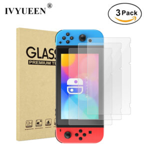 IVYUEEN 3 PCS Tempered Glass Screen Protector for Nintendo Switch NS Console 9H Untra Slim Protective Film 2017 Accessories