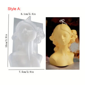 DIY 3D Ornaments Plaster Statue Mold For Handmade Home Decoration Gift Closed Eyes Braided Girl Candle Silicone Mold Resin Mold
