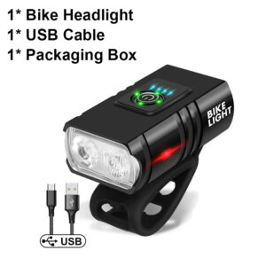 Bicycle Light 2T6 LED Front USB Rechargeable MTB Mountain Bicycle Lamp 1000LM Bike Headlight Flashlight Cycling Accessories Tail