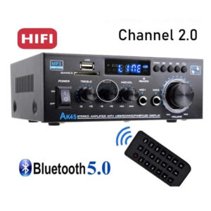 AK45 Home Power Amplifiers 2.0 Channel Bluetooth 5.0 Surround Sound FM USB MIC Remote Control Mini HIFI Digital Amp