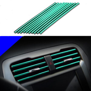 10 Pcs 20cm Car Air Conditioner Vent Outlet Trim Strips U Shape Chrome PVC Colorful Shiny for Car Decoration