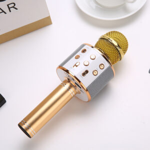 WS858 Karaoke Microphone for Kids Singing 5 in 1 Wireless Bluetooth Microphone with LED Lights Machine Portable Mic Speaker