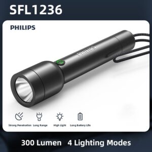 Philips LED Flashlight With USB 18650 Rechargeable Battery 4 Lighting Modes Waterproof Outdoor Camping Self Defense Flashlights