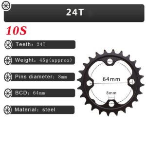 BUCKLOS Bike Chainring MTB Bicycle Chainwheel 3*10 Speed Triple Chainring 22T 32T 44T 104/64BCD Bike Chainwheel for Bicycle Part