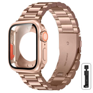Change to Ultra Case+Band For Apple Watch 44mm 45mm Metal Stainless Steel strap for iWatch series Series 8 7 6 SE 5 4