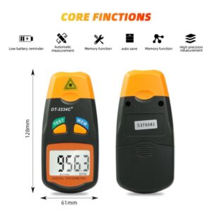 Kebidumei Digital Laser Tachometer Hour Meter Diagnostic tool Non-Contact Motor Lathe Speed Gauge Revolution Spin RPM Meter 