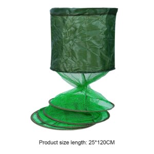 Portable Fishing Net Fish Storage Fishing Accessories Steel Ring Folding Fish Cage Fishing Trap Net Fish Basket Tackle