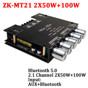 ZK-HT21 2×160+220W 2.1 Channel Bluetooth Digital Power Amplifier Board AUX Audio Stereo Subwoofer Amp Amplificador Board Module