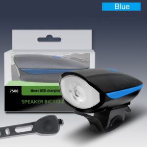 Black Bicycle Light USB Led Waterproof With Horn Mountain Bike Dark Night Outdoor Riding Headlight
