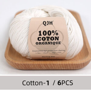 QJH 100% Cotton Yarn, Cotton Baby Sport Weight Yarn, Amigurumi Yarn, Summer Soft Yarn, Crochet/Knitting Yarn – 6 Pcs