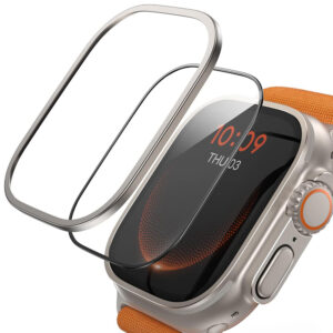 Bonola Titanium Tempered Glass Film for iWatch Ultra 49mm Anti-scratch Screen Protector Case for Apple Watch Ultra HD Cover Film
