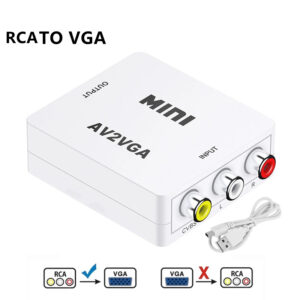 1080P Mini AV RCA CVBS to VGA Video Converter with 3.5mm Audio Supports PAL NTS Video Adapter for TV Set-Top Box Monitor PC