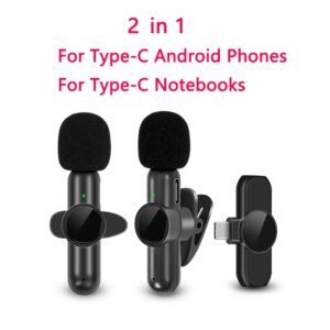 K9 Professional Microphone Wireless Lavalier Microphone for Android Type C iPhone Live Broadcast Gaming Recording Interview Vlog